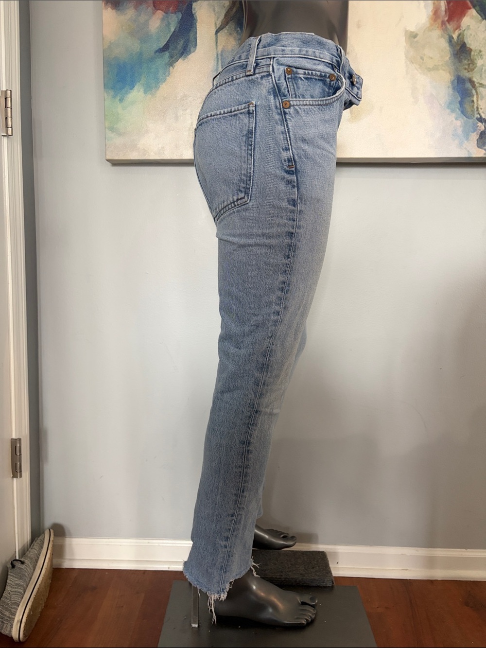 AGOLDE Riley High Rise Straight Cropped Denim Jeans - Picture 5 of 13